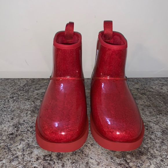 Ugg Red Mini Clear and Sherpa Filled Boots - Picture 5 of 17